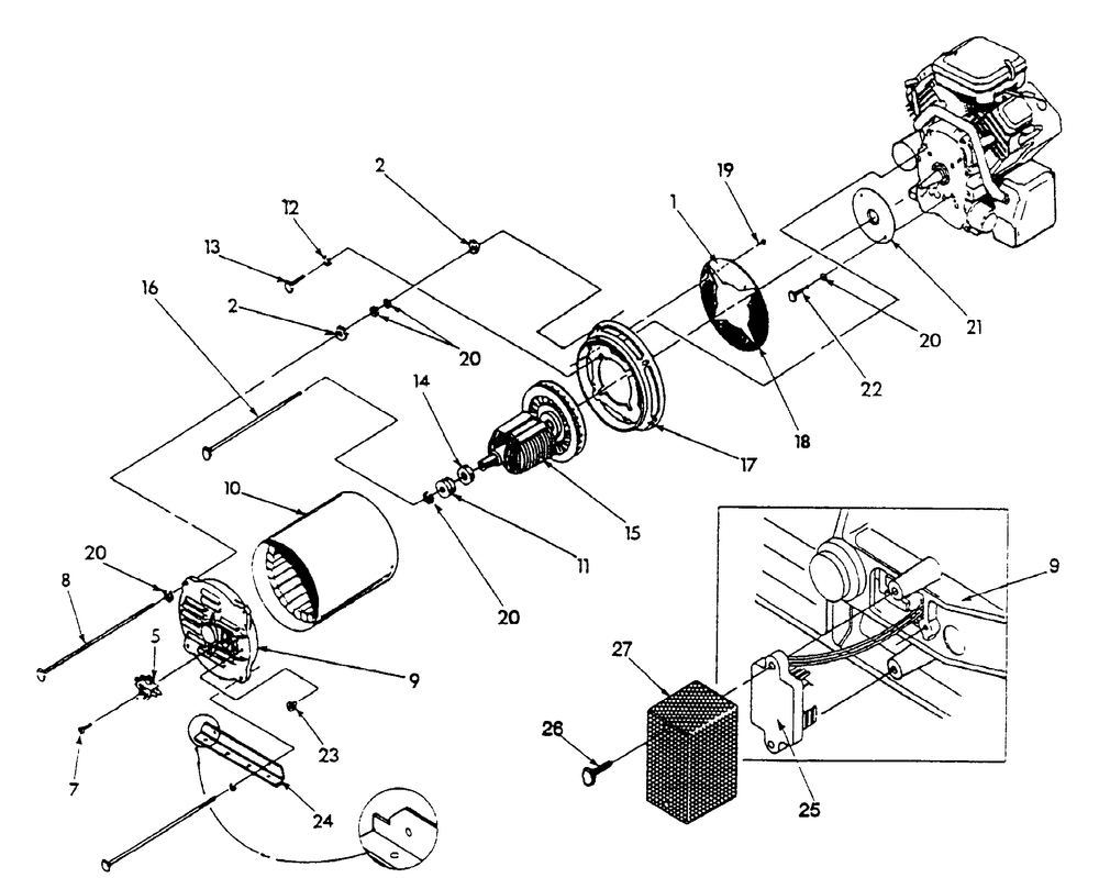 Generator (10/95) Diagram and Parts List for 9863-0-1N169  Briggs and Stratton Generator